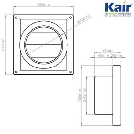 Kair Wall Vent 100mm - 4 inch Round Rear Spigot Stainless Steel Ventilation Gravity Grille