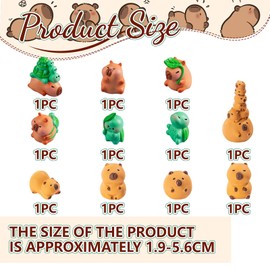 Kotkiddy Mini Capybara Figurines, Pack of 12 Mini Capybara and Mini Turtle Resin Animals for Dollhouse, Car, Dashboard, Fairies, Garden, Capybara, Birthday Decoration