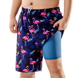 BRISIRA Big and Tall Swim Shorts for Men Plus Size Swim Trunks Compression Liner Bathing Suit Quick Dry Pockets 1X-6X