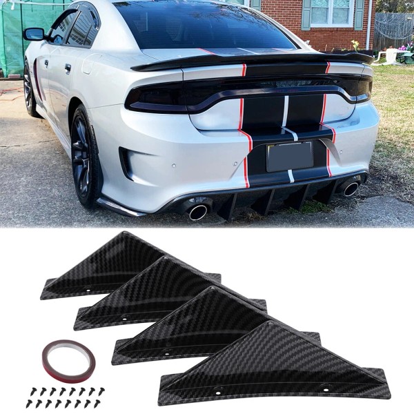 KEEPDSGN Rear Bumper Diffuser 4Fins Spoiler Lip Splitter Carbon For