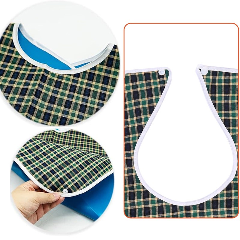 3PCS Adult Bibs for Eating, Reusable Clothing Protector, Waterproof Washable