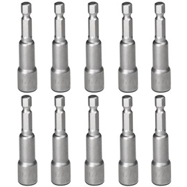 Auniwaig Magnetic Nut Setter Driver Drill Bit Set 1/4" Hex Shank to 1/4" Hex Socket Power Nut Driver Bits, 65mm Long, 10pcs
