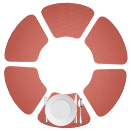 Kraftware Fishnet Wedge Placemats for Round Outdoor Tables, Brick Red, Set of 6, Small