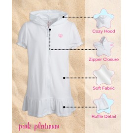 Pink Platinum - Bañador con Capucha para niña, Blanco, 5/6