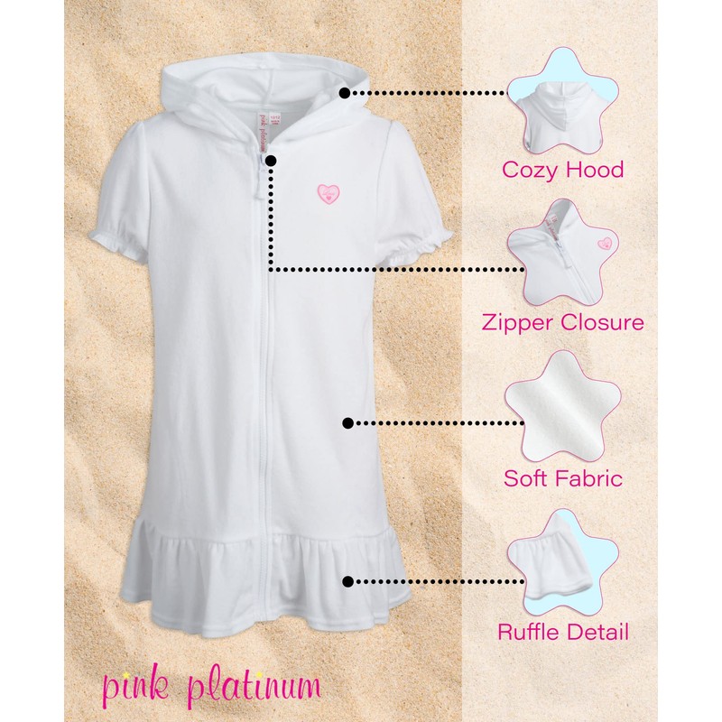Pink Platinum - Bañador con Capucha para niña, Blanco, 5/6