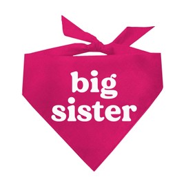 Big Sister Dog Bandana | 100% Cotton Adjustable Triangle | Made in USA | New Baby | Pregnancy Announcement Photoshoot Prop | Gender Reveal | Hot Pink X-Small (933)