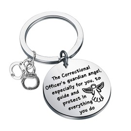FEELMEM Correctional Officer Prayer Jewelry A Correctional Officer's Guardian Angel Protect in Everything You Do Keychain Gift for Jailer Prison Guard (The Correctional)