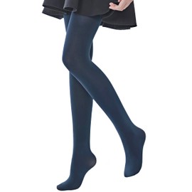 LEG ELEGANT Medias y medias opacas de microfibra suaves para niñas, Azul Marino, 8-10 Años
