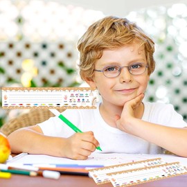 Desk Name Plates Student Tags for Classroom 13X3 inch Boho Classroom Desk Name Tags 25Pcs Name Plates Stickers Ruler Number Multiplication Chart for Classroom Desk Bulletin Board Decor (Boho)