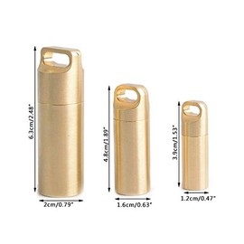 Waterproof Pill Box BE-TOOL 1Pcs Small Pocket Pill Container Metal Portable Travel Pill Holder for Keychain Pill Fob Gold Medium