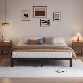 COMASACH King Bed Frame Heavy Duty,12" High Black Metal Platform Bed Frame,Sturdy Steel Frame,No Box Spring Needed,Noise-Free,Easy Assembly