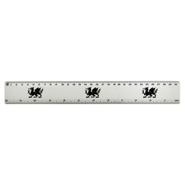 'Welsh Dragon' 30cm (12 Inch) White Plastic Ruler (RL00090072)