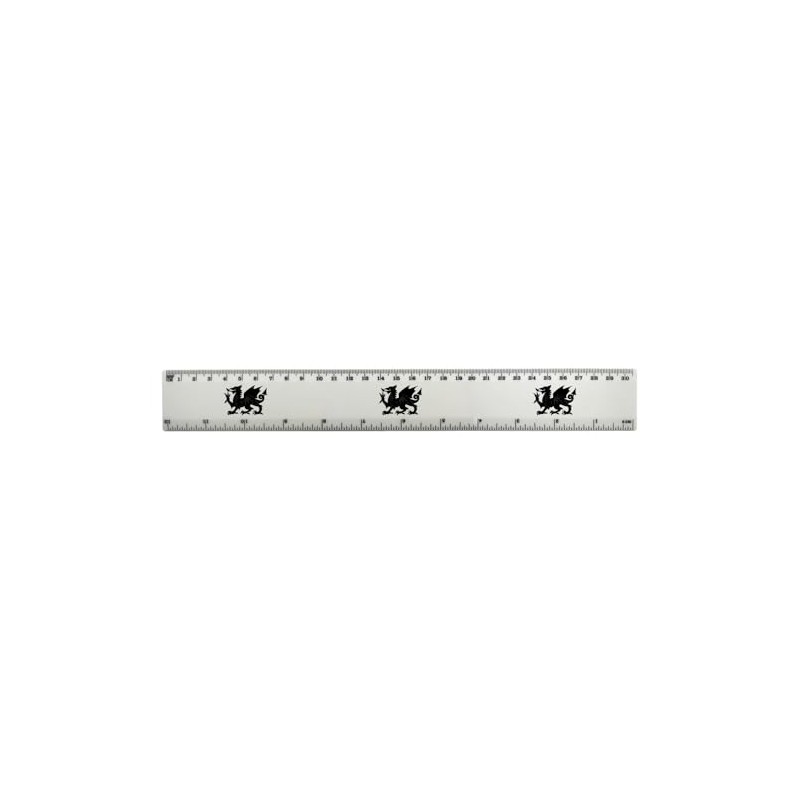 'Welsh Dragon' 30cm (12 Inch) White Plastic Ruler (RL00090072)