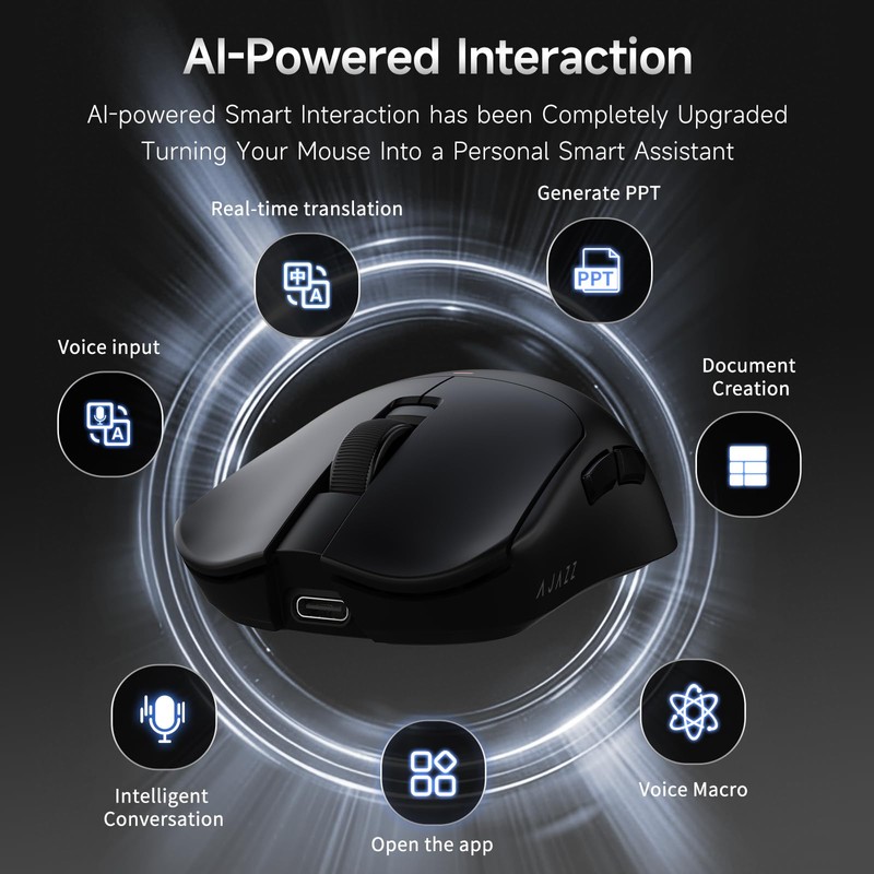 AJAZZ AJ200P Wireless Gaming Mouse, Tri-Mode Bluetooth/2.4G/Wired PC Mouse with