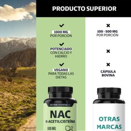 Beyond Vitamins | Nac N- acetil Cisteína 600mg Ultra-premium Con Inulina De Agave (prebiótico Natural) | N-acetyl Cysteine - Antioxidante - Detox - Vi