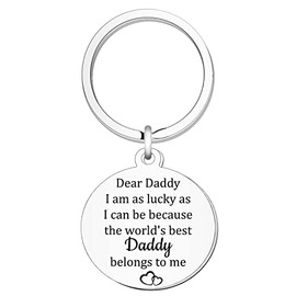 Dad Keyring from Son,Daughter Daddy Gifts I Am As Lucky As I Can Be,Because The World's Best Mummy Belongs to Me fathers Day Christmas Birthday Presents men Keychain