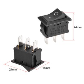 uxcell SPST Mini Boat Rocker Switch Black Toggle Switch for Boat Marine 3pins ON/ON AC 250V/6A 125V/10A 1pcs