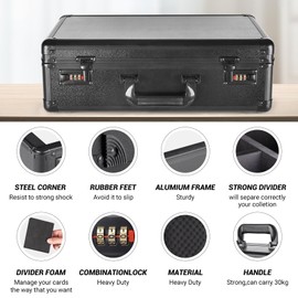 Graded Card Storage Box 4 Slots, Waterproof Display Trading Card Case with Removable EVA insert boards & Coded Lock (No Card)