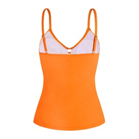 Ocean Blues - Traje de baño tankini retro para mujer con control de abdomen y parte superior tankini, Anaranjado Neón, Small
