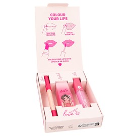 Depesche TOPModel 12812 Lip Trio Beauty and Me in Model Design for Children, with Lip Liner, Lipstick and Lip Gloss in Pink Tones