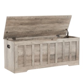 VANKILEY 47.2" Storage Chest Extra Large,Storage Trunk with 2 Safety Hinges,Wooden Storage Bench,Shoe Bench,47.2x15.7x19.1 Inch,Easy Assembly,Storage Bench for Bedroom,Living Room,entryway(Greige).