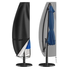 Wanocean Umbrella Covers for Outdoor Umbrellas 9ft to 12ft, 420D Patio Waterproof Parasol Umbrella Cover for Cantilever Offset Banana Umbrella with Zipper for Anti-UV Rain Wind Dust (Black)