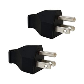 2 Pole 3 Wire Straight Blade Plug 15 Amp 125 Volt,Grounding Male Extension Cord Replacement Electrical Plugs End Black,2 Pack