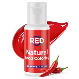 Natural Food Coloring- 20 Milliliters Dye Free Natural Food Coloring, FD&C & Artificial Dye Free Formula for Baking, Icing and Cooking, Cakes, Cupcakes, Frosting，Easter Eggs & Holiday Treats (RED)