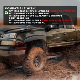 DOTCOM Fender Flares 4PCS,Compatible with Chevy Silverado & GMC Sierra 1999-2006/Suburban & Yukon XL 2000-2006/Avalanche 2002-2006,Matte Black Factory Style