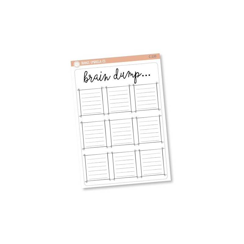 Brain Dump Tracker Full Page A5 Size Deco Planner Stickers