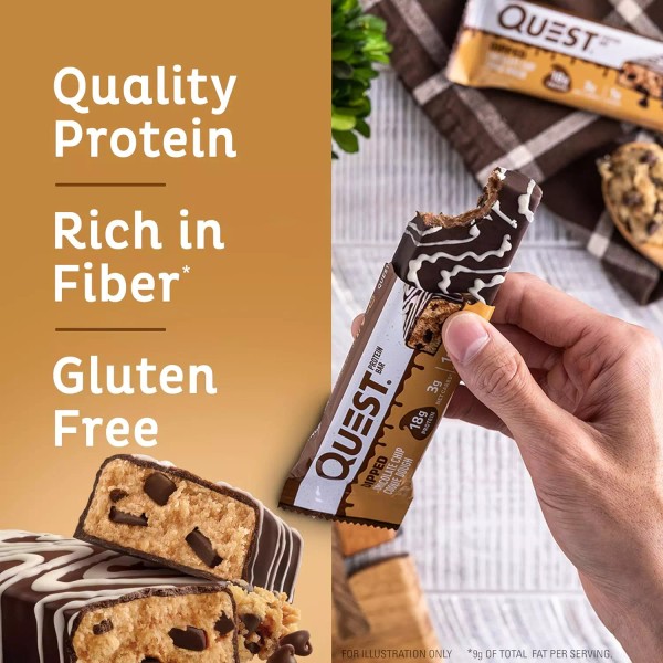 Dipped Chocolate Chip Cookie Dough Protein Bars, 18G Protein, 3G