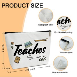 Teacher Makeup Bag Teacher Appreciation Gifts Teacher Survival Kit Make Up Bag Teacher Thank You Gifts for Mentor Counselor Portable Travel Toiletry Bag for Women 1 PCS Cosmetic Bag for Pouch -B14