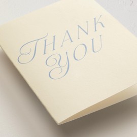 Minted Thank You Cards Pack, Set of 10, Folded Thank You Cards with Envelopes, Blank Card, Luxe Script Design in Cream & Blue, Luxurious Paper, Designed by Independent Artists, Wedding or Everyday Use