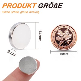 Pack of 30 Neodymium Magnets, 14 x 3 mm Small Magnets Extra Strong, Magnets for Magnetic Board, Round Strong Magnets for Fridge, Whiteboard, Crafts, Office, Fridge Magnets, Rare Earth Magnets