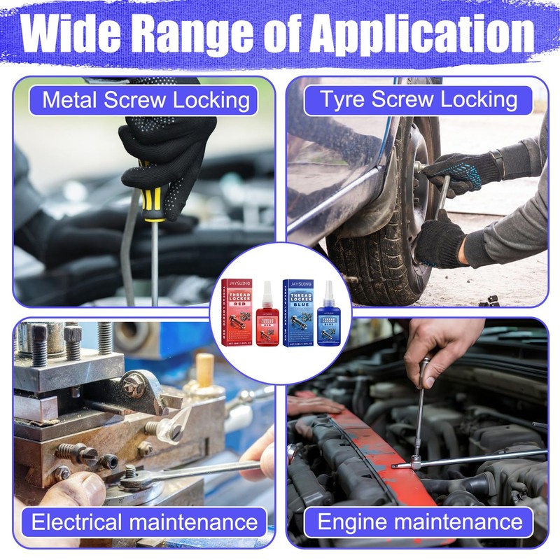 Thread Lock 100ml, Medium and Strong Strength Locktight Threadlock, Blue