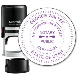 Round Notary Stamp for State of Utah- Self Inking Stamp - Top Brand Unit with Bottom Locking Cover for Longer Lasting Stamp - 5 Year Warranty