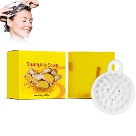 Rostblant Naturseife Stück Ingwer Seife, Mit einer Shampoonierbürste, Feste Seifen Handgemacht, Ginger Bar Soap, Ginger Bar Soap, Festes Shampoo,Anti-Haarausfall Shampoo Seife