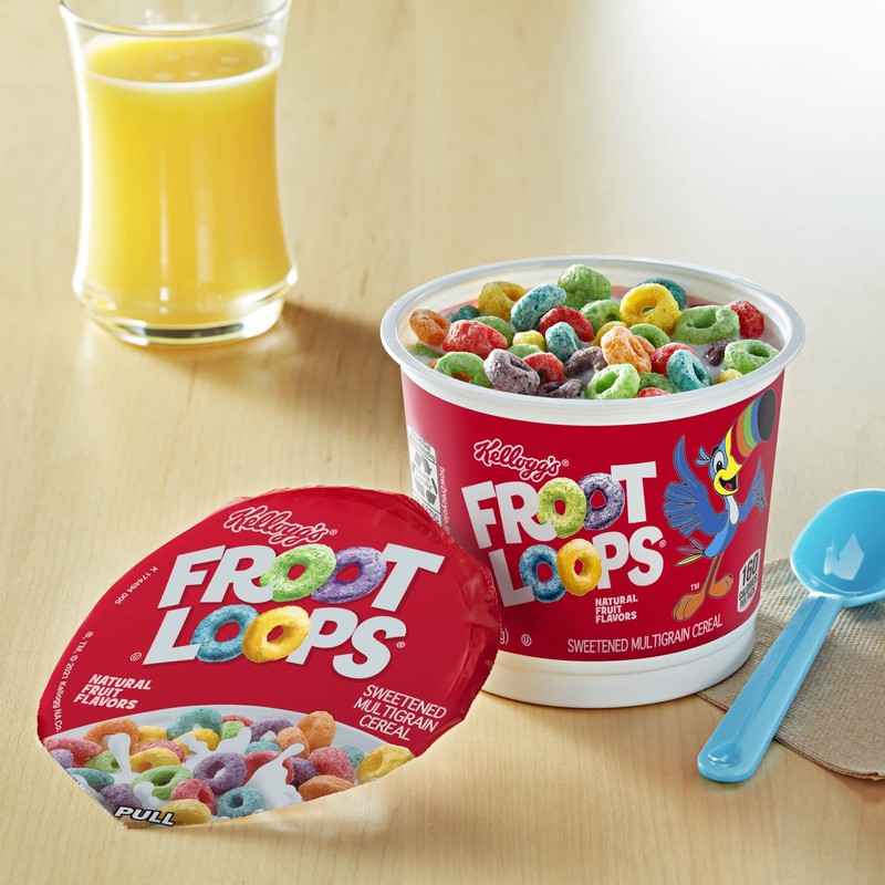 Kellogg's Froot Loops Breakfast Cereal Cups, Fruit Flavored, Breakfast Snacks