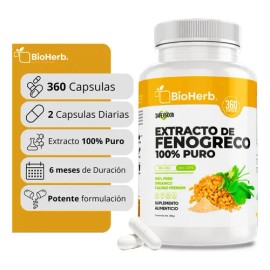 BioHerb | Fenogreco Extracto 100% Puro (360 Capsulas 500mg) [Potente Extracto] |Orgánico | 100% Natural | Suministro Para 90 Días | - Organic Fenogrec