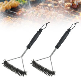 GGUFAY 2 Stücke 12 zoll/30.5 cm Grillbürste, Dreieckig 360° Reinigung, Verbrühungshemmender Kunststoffgriff, Grill-Zubehör für Grillrost,Gasgrill, Holzkohlegrill