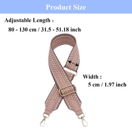Adjustable Shoulder Strap Bag Strap 80-100 cm, Bag Strap 5 cm Wide, Replacement Shoulder Strap for Bags Shoulder Strap Wide with Gold Carabiner for Shoulder Bags (Pink)