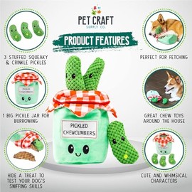 Pet Craft Supply Hide and Seek Plush Dog Toys Crinkle Squeaky Interactive Burrow Activity Puzzle Chew Fetch Treat Hiding Brain Stimulating Cute Funny Toy Bundle Pack for Small and Medium Dogs Puppies