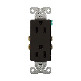 EATON Wiring 1107BK-SP-L Residential Decorator Outlet Receptacle, Black
