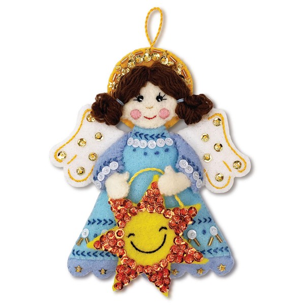 MerryStockings Felt Ornament Kit, Collectible Angels Series, DIY, Sequins, Beads,