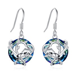 Raccoon Earrings for Women 925 Sterling Silver Raccoon Crystal Dangling Drop Earrings Jewellery Gifts for Birthdays Christmas, Sterling Silver