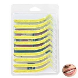 10 Pcs Angle Interdental Brushes, Angled Dental Brush for Teeth Cleaning, L Shape Interdental Brush for Teeth Clean Oral Hygiene Tooth Brushes, Easy Interspace Cleaning Teeth Brushes (Yellow, 0.7mm)