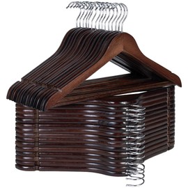 StorageWorks Wooden Coat Hanger, Wood Clothes Hangers 30 Pack, Walnut Color, Natural Wood Hangers for Coats, Shirts, Jackets, Pants, Suits
