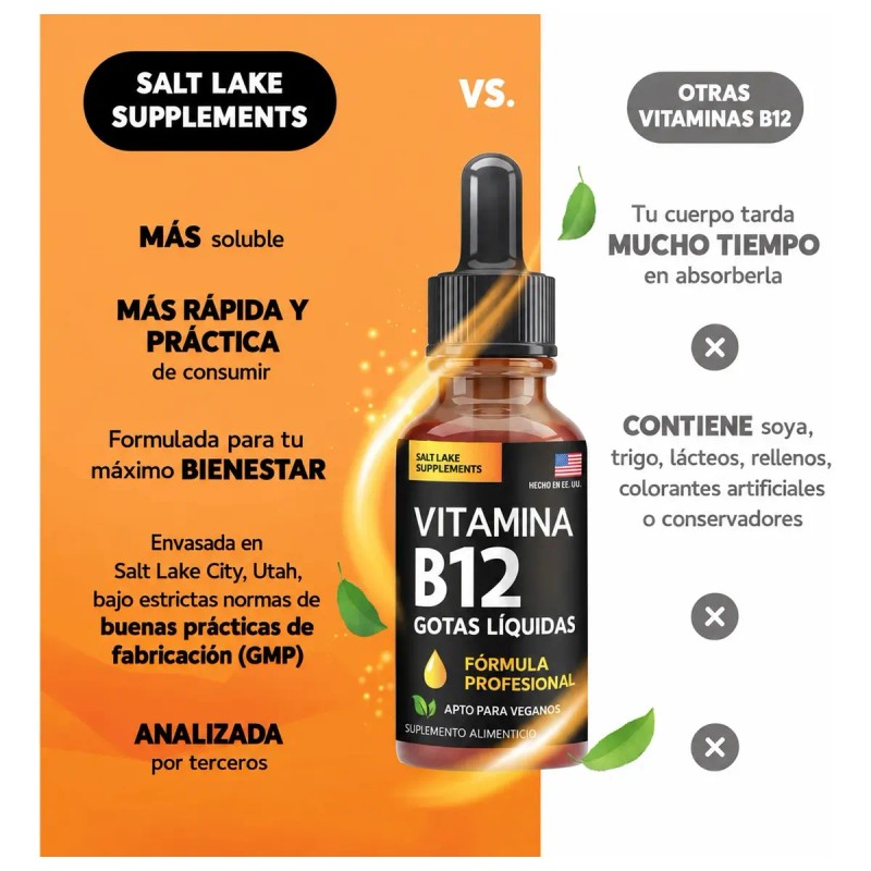 B12 Líquida 5000 Mcg Salt Lake Vegana Frambuesa 60 Ml