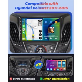 Hikity for Hyundai Veloster 2011-2015 Android Car Stereo Radio with Wireless Carplay Android Auto, 2+64G 9 Inch Touchscreen Radio WiFi GPS Navigation Bluetooth FM RDS EQ Mirror Link