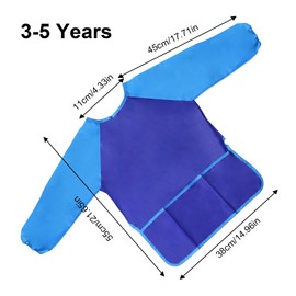 EASYKEENECOM Pack of 2 Children's Painting Aprons, Waterproof Children's Painting Smock Girls/Boy, Craft Apron Children with Sleeves and Pockets for School Art Painting, Cooking, Food, Laboratory